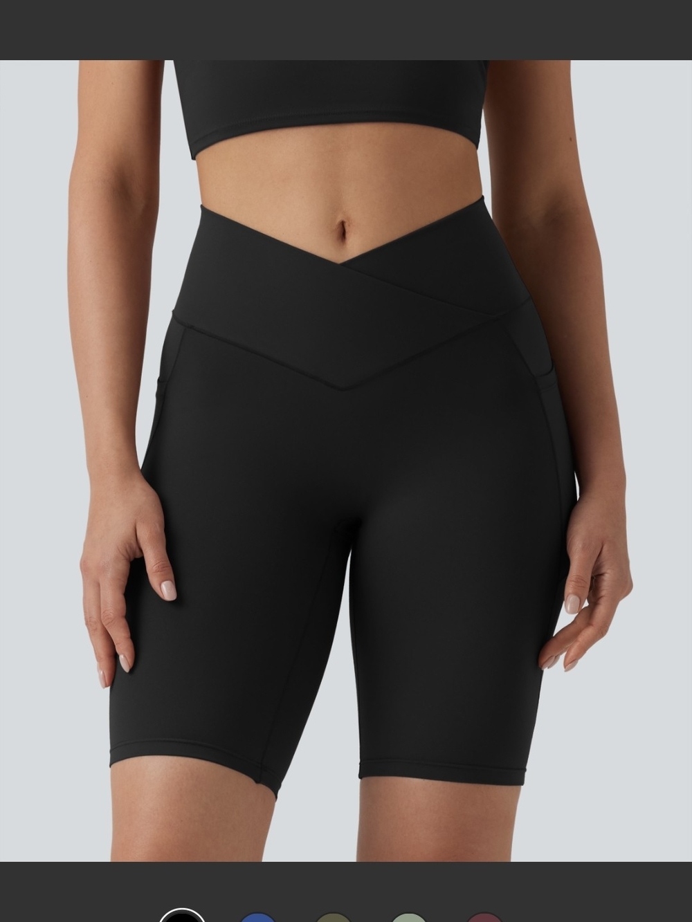 SoftlyZero™ High Waisted Crossover Yoga Biker Shorts 9'' with Pockets-UPF50+
